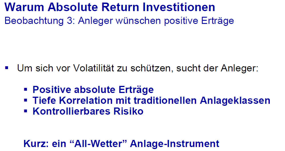Warum Absolute Return Investitionen