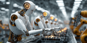 Humanoide Roboter als Industriearbeiter – das ist bereits Realität. (AI-Grafik © 2026 by MvA)