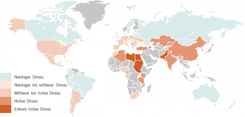 Süsswasserentnahme als Prozentsatz der Wasserreserven