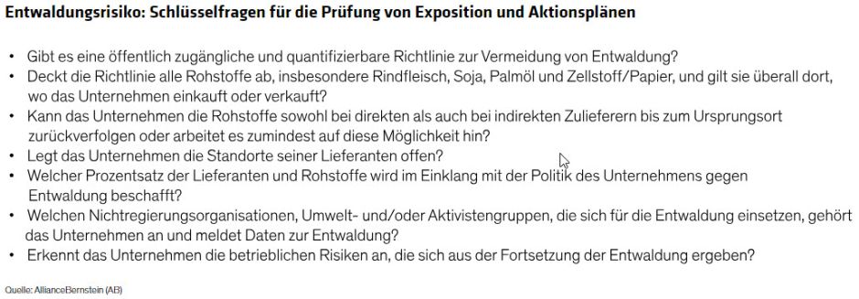Entwaldungsrisiko: Schlüsselfragen für die Prüfung von Exposition und Aktionsplänen

