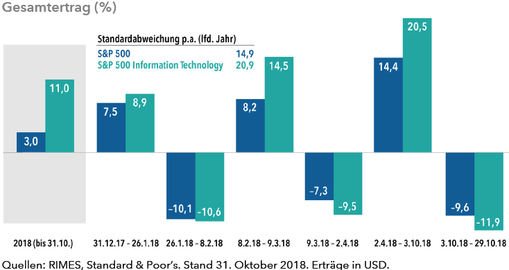 Technologie war 2018 der volatilste Sektor