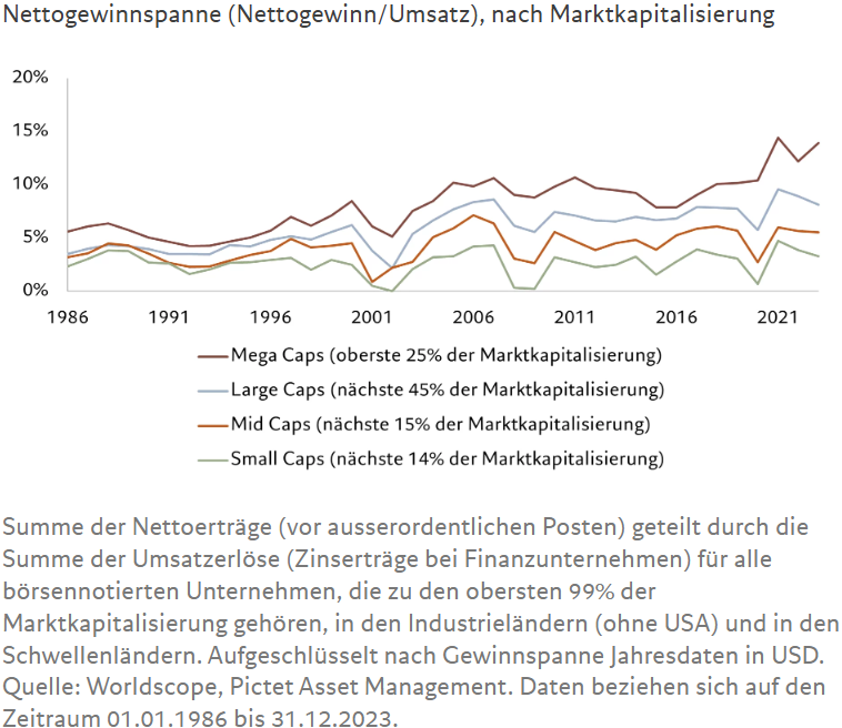 Nettogewinnspanne (Nettogewinn/Umsatz), nach Marktkapitalisierung