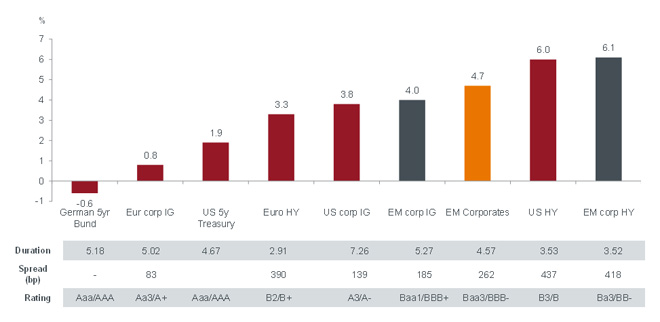 Yield to maturity on fixed income asset classes